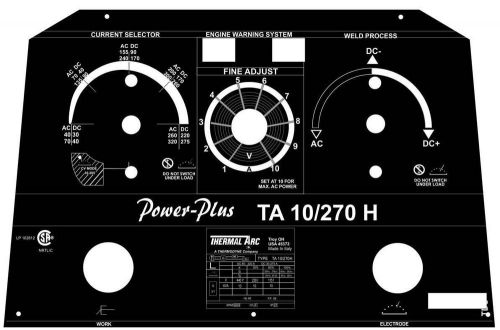 Thermo Arc Power Plus TA 10/270H Replica Replacement Control Plate, NEW