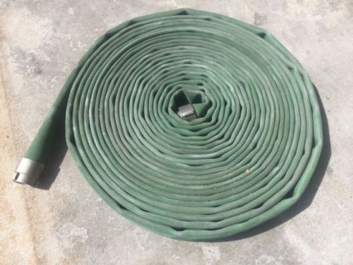 GREEN DOUBLE JACKET FIRE HOSE 1.5&#034; X 100 FT W/ALUMINUM COUPLINGS