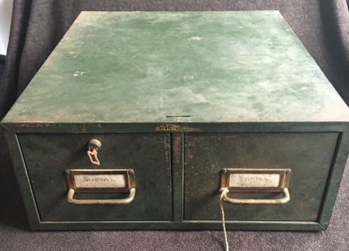 Art Steel ASCO Steelmaster card filing cabinet vintage industrial 2 Drawer Key