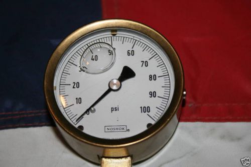 NO SHOK 100PSI Glycerin Filled Brass Gauge 2-1/2&#034;