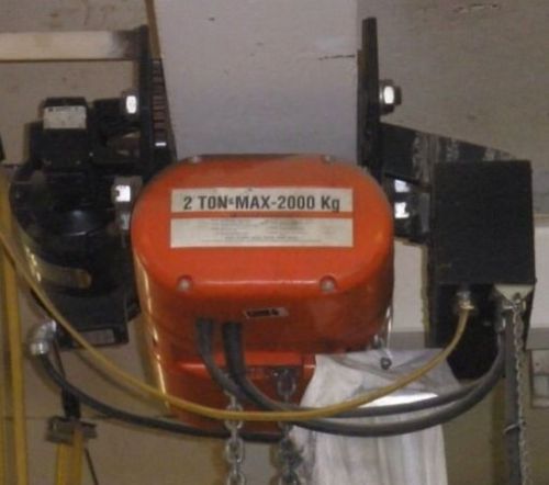 3- CM LODESTAR 2 TON RR ELECTRIC CHAIN HOIST 16 FPM, 635 MOTOR DRIVEN TROLLEY