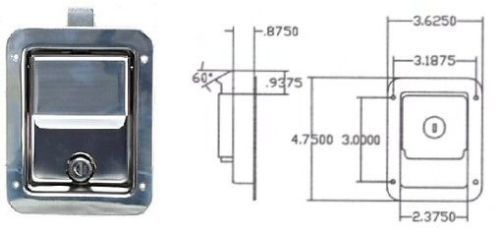 JUNIOR SIZE STAINLESS STEEL PADDLE LATCH &amp; KEY for Tool Box Door