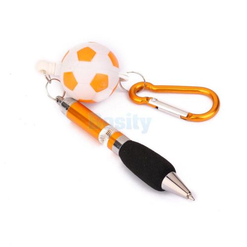 Orange Retractable Pull Out Ball Point Pen Football Keychain Decor Blue Ink