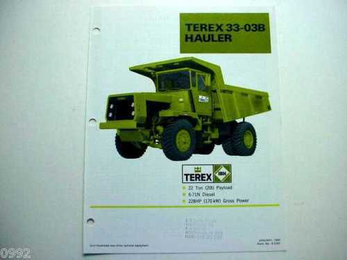 Terex 33-03B Euclid Hauler Truck Literature