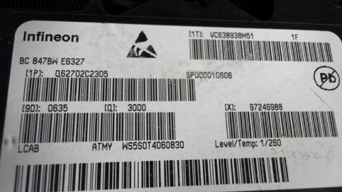 2075-PCS NPN AF 45V INFINEON BC 847BW E6327 847BWE6327 BC847BWE6327