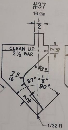 PRESS BRAKE DIE 90 DEGREE 7/16 INCH GOOSENECK FORMING PUNCH #37 14 3/4 INCH