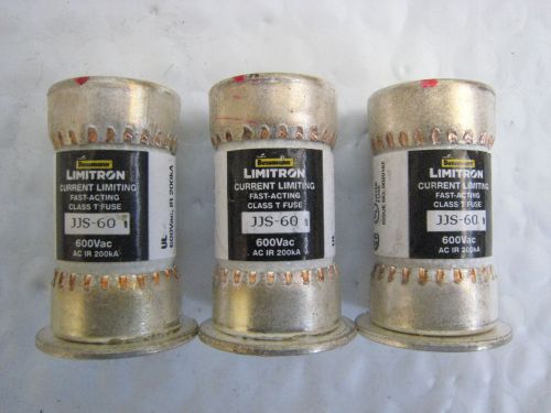 3 cooper bussmann limitron jjs-60 60a 600v class t fuse lot used free shipping for sale