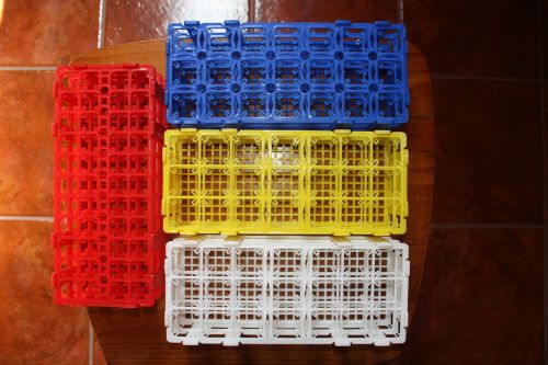 Plastic test tube rack stand lab 24 tubes 25mm blue new for sale