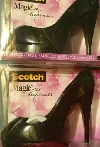 Lot 3M Scotch Magic Tape Dispenser Black High Heel Shoe Office Desk Decor NIB