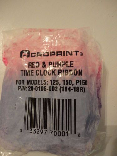 Lot of three acroprint red &amp; purple time clock ribbon 200106002 models 125/150 for sale