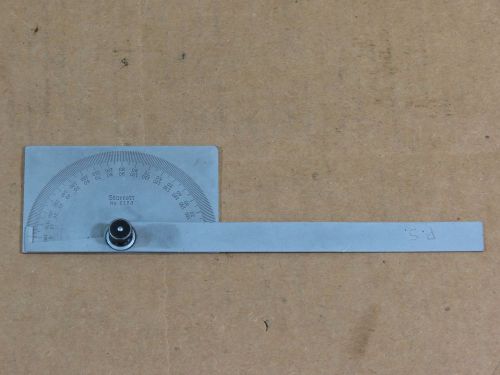 Starrett C183 Protractor,3-3/8&#034; x 2&#034; Rectangle Head,6&#034; Arm,Square,0-180*