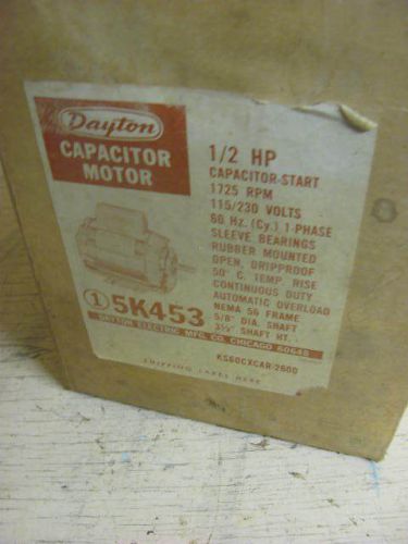 DAYTON 5k453B 1/2HP 1725 RPM 5/8&#034; DIA SHAFT 3 1/2&#034; SHAFT HEIGHT ELECTRIC MOTOR