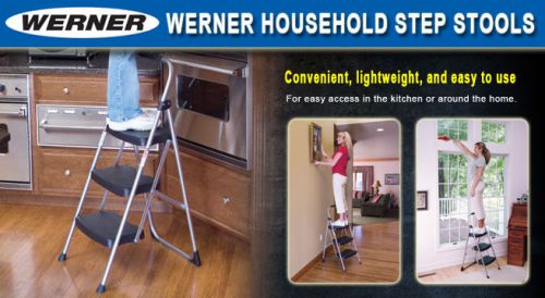 Werner 3 Step Steel Folding Step Ladder 225 Lb. Cap - 223-6