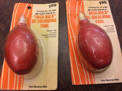 2 Sealed ARCHER Vacu-Bulb De-Soldering Tool 64-2086 TANDY RADIO SHACK