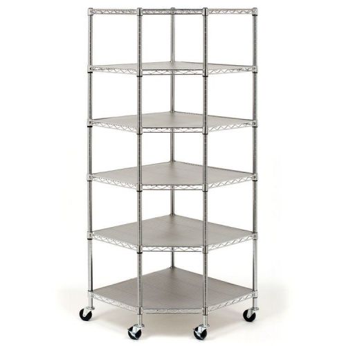 Seville Classics Heavy Duty Steel 6-Tier Corner Shelf Garage Basement Storage