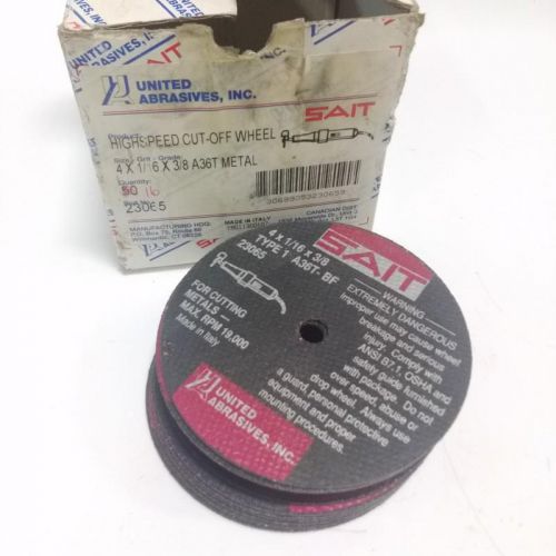 SAIT BOX OF 16 4&#034; X 1//16&#034; X 3/8&#034; HIGH SPEED CUT OFF WHEEL 23065 NEW