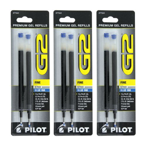 6 Pilot G2 Dr. Grip Gel/Ltd ExecuGel Rollerball Gel Pen Refill Bold Blue Ink