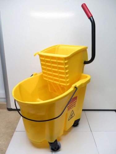 Rubbermaid Commercial FG758088YEL WaveBreak Side Press Mop Wringer Bucket Combo