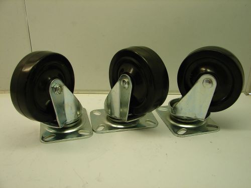 HS 4&#034; BALL BEARING CASTER WHEEL 4 BOLT SWIVEL (LOT OF 3) **NNB**