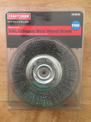 NOS 5&#034; Narrow Face Crimped Wire Wheel Brush~Craftsman Fine~1/2-5/8&#034; Arbor #64836