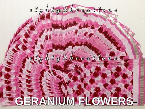 10 GERANIUM FLOWERS PRINT 10x13 Flat Poly Mailers Shipping Postal Envelopes Bags