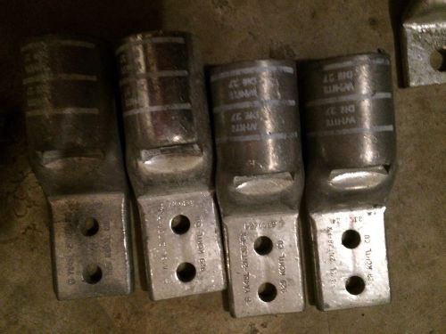 4 BURNDY COMPRESSION LUG YA442N, YA-2N, COPPER, 2 HOLE, WHITE DIE 27, 1000 MCM