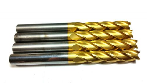 Machinist Lot of 4) 3/8&#034; Kennametal Carbide TiN 4 Flute Long End Mill *NR* B 239