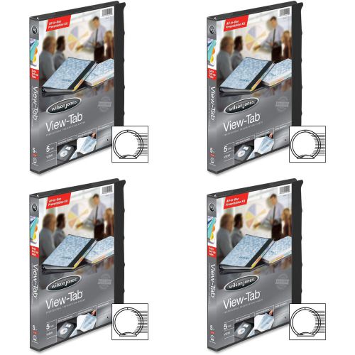 Wilson Jones View-Tab 5-Tab Presentation Binder 0.625&#034; Capacity Black 4 Packs