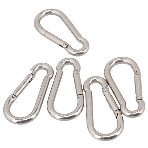 304 Stainless  Spring Snap Carabiner Quick Link Lock Ring Hook M6 6CM 5PCS