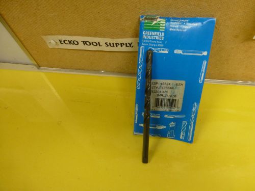 TAPER LENGTH DRILL HIGH SPEED (.3750&#034;) 3/8&#034; GREENFIELD USA TANG/SHANK NEW $3.75