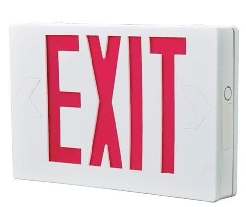 EXIT LIGHT,W/BAT B/UP,LED,RED