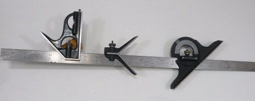 Lufkin Protractor, 24&#034; Starrett Rule, Combination Square w/Scriber, CenterFinder