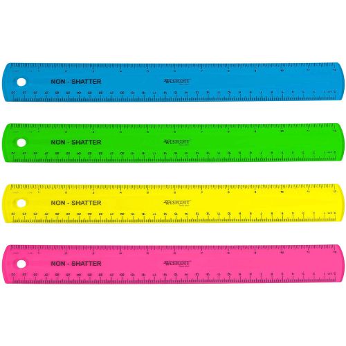 &#034;shatterproof ruler 12&#034;&#034;-assorted colors, set of 12&#034; for sale