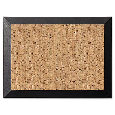 Natural Cork Bulletin Board, 36x24, Cork/Black, Sold as 1 Each