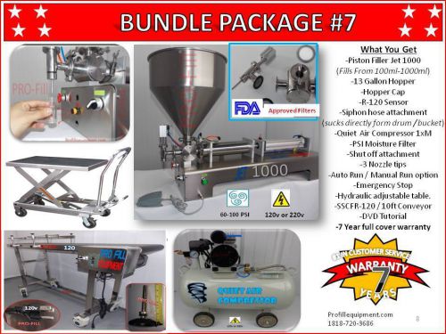 Piston Filler Single Head  JET-1000 Bundle #7 Fills Liquids,Pastes,Peanut Butter