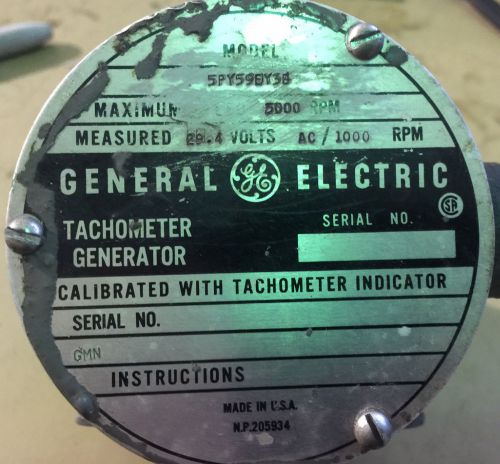 GENERAL ELECTRIC GE TACHOMETER GENERATOR 5PY59BY3B