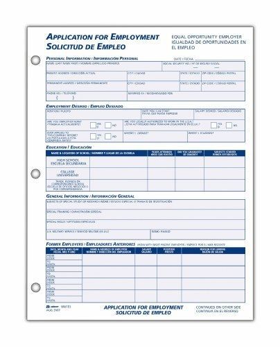 Adams Bilingual Employee Application, 8.5 x 11 Inches, White, 2-Pack (9661ES)