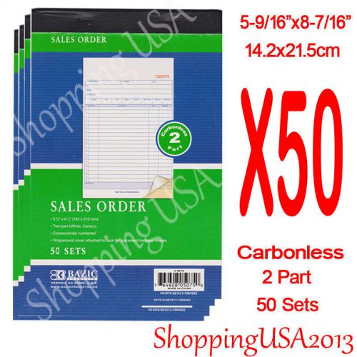 50 Pieces Sales Order Book Form Receipt Invoice Carbonless 2 Parts 50 Sets Green