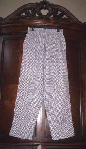 New Fashion Seal Chef Pants Black white Uniform Elastic Waist sz L