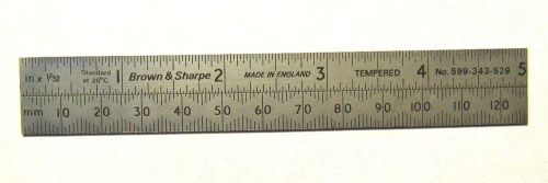 BROWN &amp; SHARPE CHROME TEMPERED RULER #599-343-529 INCH/METRIC