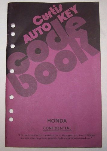 Curtis Auto Key Code Book HONDA 1976 Vintage Manual 2001-4949 19848 Shipped FREE