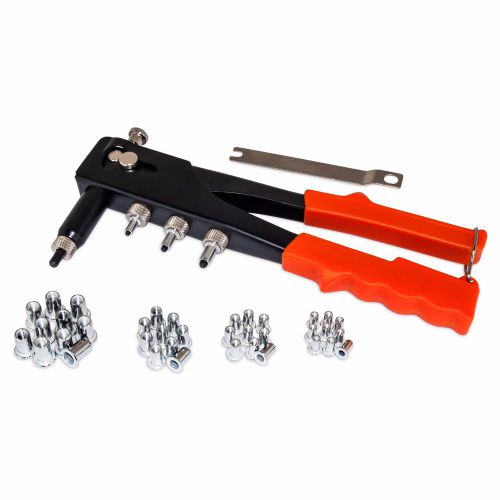 Professional metric hand nut rivet gun w/ 40 nut inserts m3, m4, m5 &amp; m6 for sale