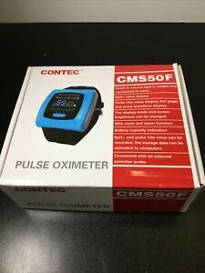 CONTEC CMS50F Wrist Pulse Oximeter with Finger Probe USB Cable / Charger - Blu