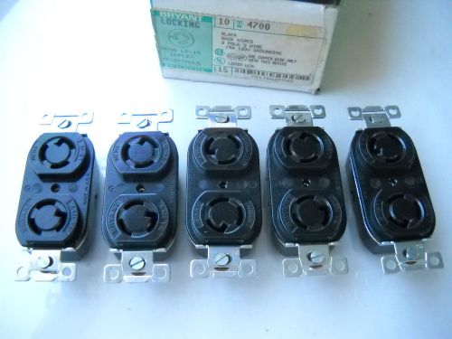 BRYANT 4700 LOCKING DUPLEX RECEPTACLES 2 POLE 3 WIRE 15A 125V (SET OF 5) NIB