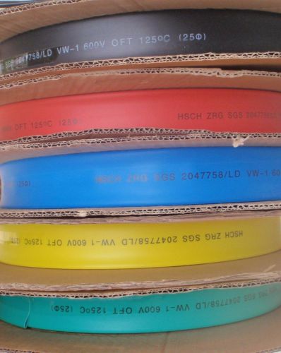 10&#039; LENGTH  HEAT SHRINK TUBING 1&#034;  25mm  5 COLORS 2&#039;ea