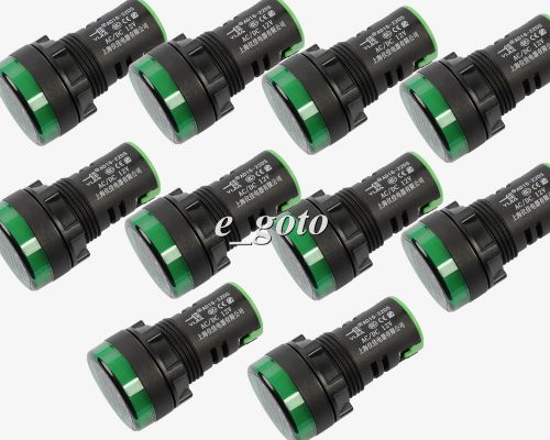 10pcs green led hight light indicator pilot signal light 12v dc 22mm for sale