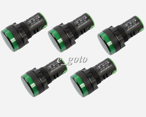 5PCS  Green LED Hight light Indicator Pilot Signal Light 12V DC 22mm