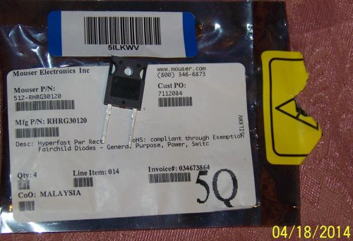 Fairchild RHRG30120 30 A, 1200 V, Hyperfast Diodes T-0247 x 4