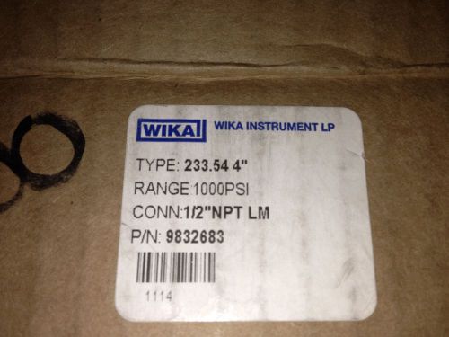 *NEW*Wika 233.54 4&#034; Pressure Gauge 1000 PSI, 9832683, 1/2&#034; NPT