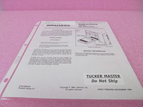 Tektronix 12RS02 64K Ram Pack 1200 Ser. Logic Analyz. Instruction Sheet (12/84)